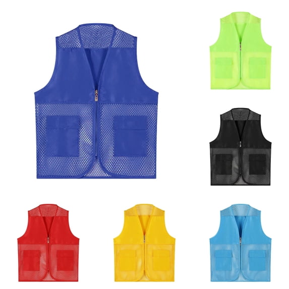 Kids Unisex Mesh Breathable Fishing Vest Pockets Photography Travel Hiking Waist Coat Jacket for Adults and Youth Size 13-14 Years