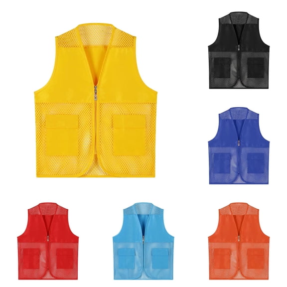 Kids Unisex Mesh Breathable Fishing Vest Pockets Photography Travel Hiking Waist Coat Jacket for Adults and Youth Size 6-7 Years
