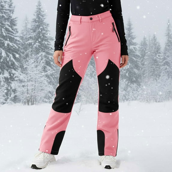 Kids Unisex Snow Pants Waterproof Fleece Lined Insulated Ski Trousers with Zipper Pockets for Winter Outdoor Sports, 4-12Y