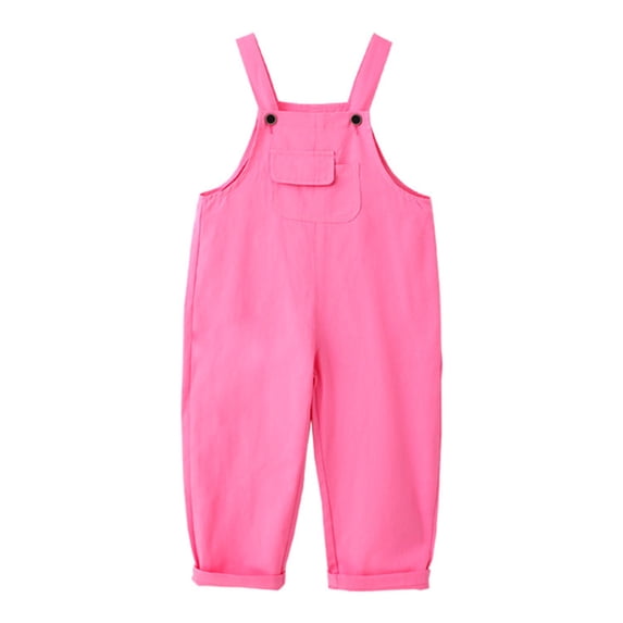 Kids Unisex Solid Color Romper and Jumpsuit Overalls Full Length Performance Stylish Outfit for Stage Show and Events Hot Pink 9 Years-10 Years