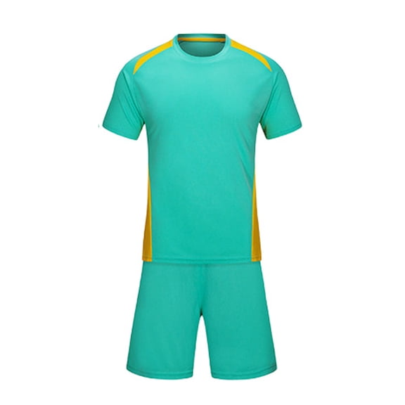 Kids Unisex Sport Set 2-Piece Quick Dry Breathable Green Top & Shorts for Play Soccer Practice Youth Sizes 4-12,Size 12-13T