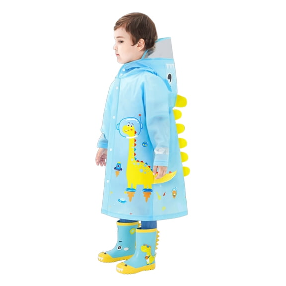 Kids Unisex Waterproof Windproof Raincoat with Backpack Position Hooded Rain Slicker Jacket for Boys Girls