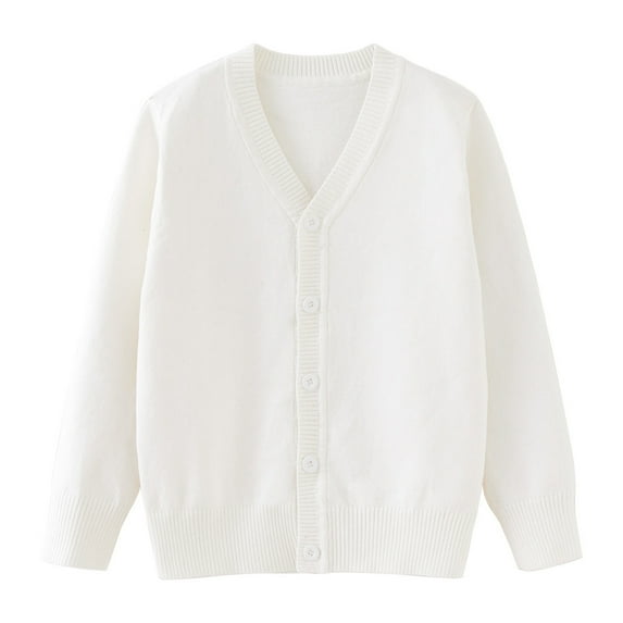 Kids' V-Neck Knitted Cardigan Long Sleeve Cotton Sweater for Boys and Girls