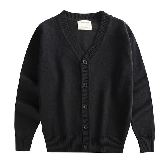 Kids' V-Neck Knitted Cardigan Long Sleeve Cotton Sweater for Boys and Girls