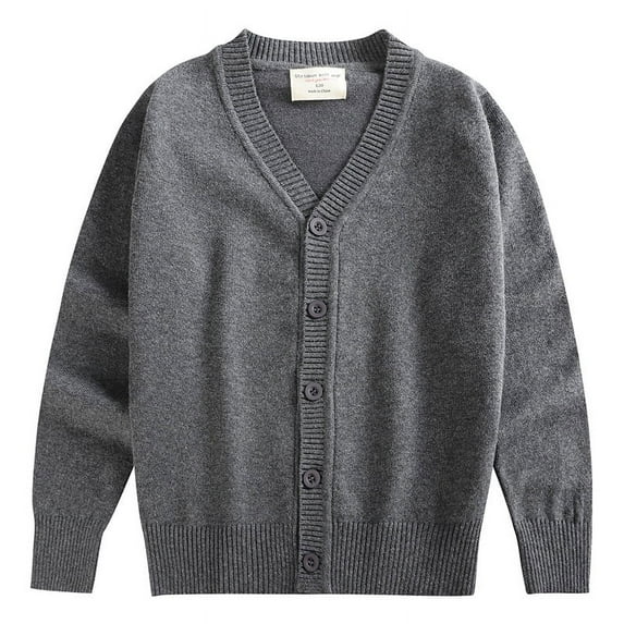 Kids' V-Neck Knitted Cardigan Long Sleeve Cotton Sweater for Boys and Girls