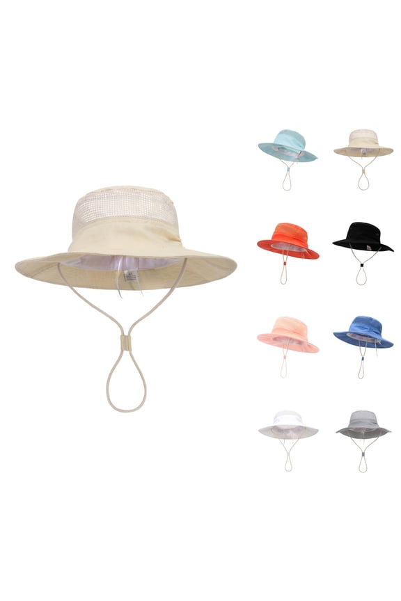 Kids Vacation Style Solid Mesh Bucket Hat - Breathable Face Covering Sun Protection Caps, Anti-UV Function For Beach Summer Outdoor Play & Travel Essentials For Boys Girls Children