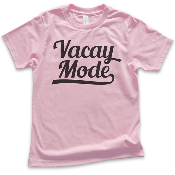 Kids Vacay Mode Shirt, Youth Kids Boy Girl T-Shirt, Vacay Shirt, Beach Shirt, Vacation Travel Shirt, Island Tee, Light Pink, X-Small