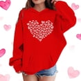 thumbnail image 1 of Kids Valentine Hoodie for Girls Heart Print Pullover Red Cute Oversized Hoodie with Pocket 3-4 5-6 7-8 9-10 11-12 13-14 Years,Size 7-8 T, 1 of 5
