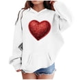 thumbnail image 1 of Kids Valentine Hoodies Long Sleeve Festival Print Pullover Tops Holiday Casual Loose Hooded Sweatshirts With Pocket (9-10 Years, White-F), 1 of 5