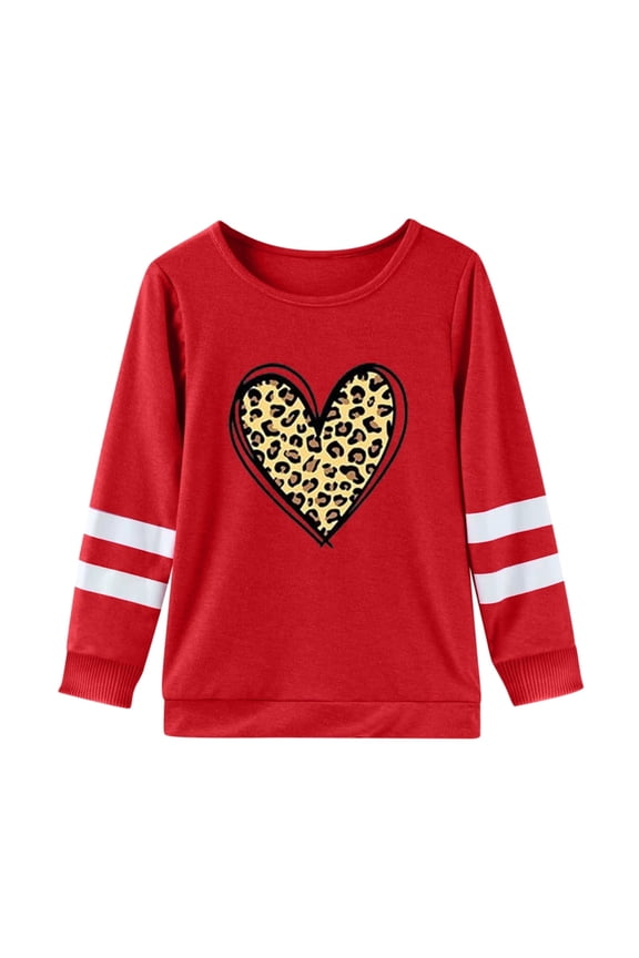 Kids Valentine Shirt Girls Valentines Day Shirts Cute Heart Grpahic Long Sleeve Tee Tops C 7-8 Years