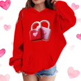 thumbnail image 1 of Kids Valentine's Day Sweatshirt Girls Heart Lock Print Hoodie Red Cute Pullover Soft 3-14 Years,Size 5-6 T, 1 of 5