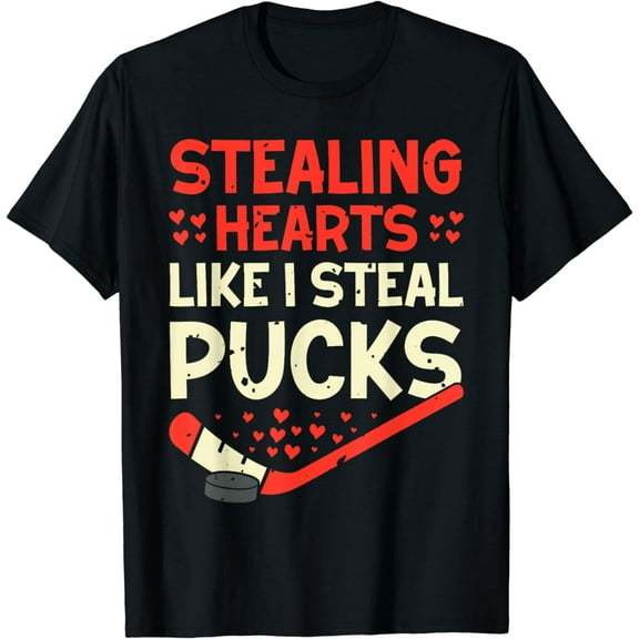 Kids Valentines Day Hockey For Boys Kids Hockey Player T-Shirt