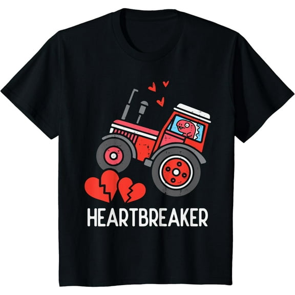 Kids Valentines Day Tractor Heartbreaker Truck Toddler Boys Kids T-Shirt