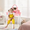 thumbnail image 1 of Kids Vanity Princess Makeup Dressing Table Stool Set with Mirror and Drawer-Pink, 1 of 5