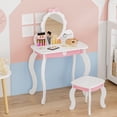 thumbnail image 1 of Joywind Kids Princess LED Lights Vanity, Mirror and Stool Table Set White Bow, 1 of 8