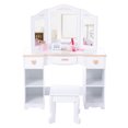 thumbnail image 1 of Kids Vanity Set with Mirror,2 in 1 Princess Makeup Dressing Table and Stool Set with Drawer, Girls Vanity Table,Girls Pretend Play Vanity Set for Kids Age 3-9, 1 of 7