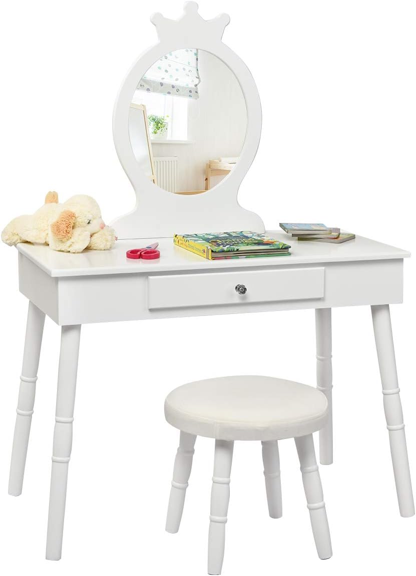 Kids Vanity Set, Princess Dressing Table Set, Wooden Dresser, Little