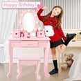 thumbnail image 1 of Kids Vanity Set with Lighted Mirror – Pretend Play Girls Vanity Table & Chair Set with Stool and Wooden Makeup Playset, Ideal Gift for Ages 4–9, 1 of 6