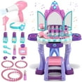 thumbnail image 1 of Kids Vanity Sets for Girls, Toddler Vanity Set Makeup Table for Kids, Girls Vanity with Mirror & Lights & Music Sound, Kids Makeup Vanity with Chair & Accessories, Toddler Toys for 2-5 Year Old Girls, 1 of 9