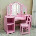 Kids Vanity Table, Girls Vanity Withtouch Light Detachable TriFolding