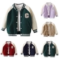 thumbnail image 1 of Kids Varsity Bomber Jacket Boys Baseball Jacket Autumn Thickened Kids Outerwear Casual Youth Jacket Coat Boys and Girls Red 2-3 Years, 1 of 3