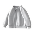 thumbnail image 1 of Kids Varsity Jacket Girls Baseball Jackets Long Sleeve Zip up Workout Coat Solid Raglan School Uniform Toddler Gym Clothes Gray 6 Years, 1 of 6