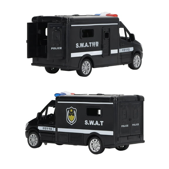 Kids Vehicle Toy 4 Door Opening Simulated Pull Back Car Model with Sound Light for Boys Girls Special Police Vehicle