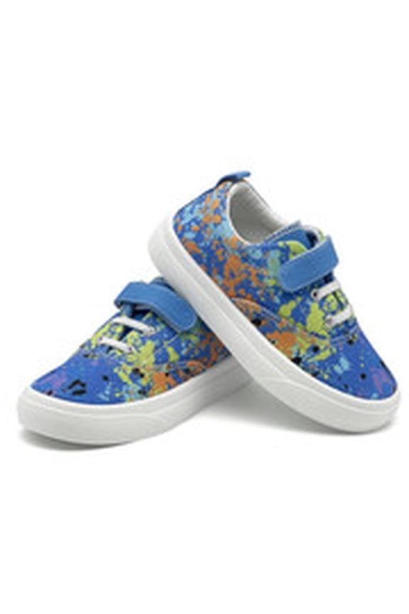 Kids Velcro Slip-on Canvas Shoes Toddler Boys Girls Fashion Sneaker Little Big Kids Slip On Tennis Shoes Walking Shoes