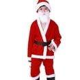 thumbnail image 1 of Kids Velvet Christmas Santa Outfit for Boys and Girls Holiday Pageant Performance Attire with Design, 1 of 6