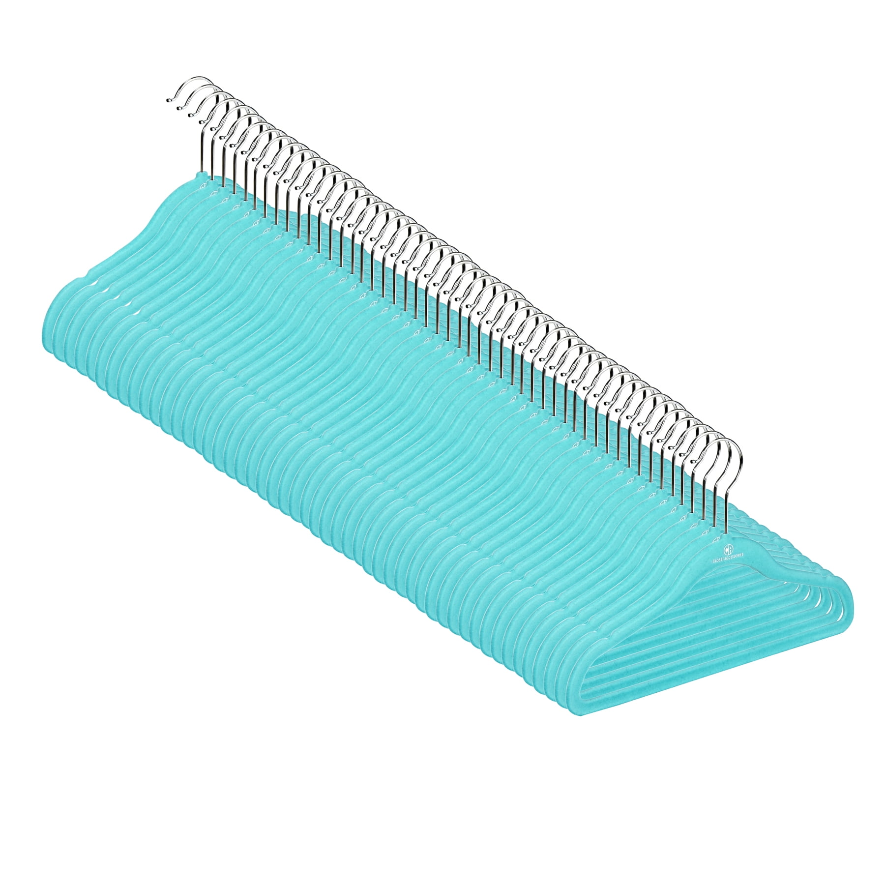 Kids Velvet Hangers, Sturdy and Space Saving Hangers. Blue (Aque). 50 Pack