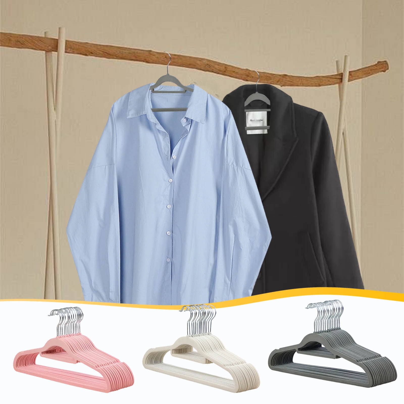 Kids Velvet Non Slip Hangers Pack of 10 – ’s Clothes Hangers 42 cm with 360° Swivel Hook, Space Saving Slim Design for Baby and Closet
