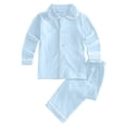 thumbnail image 1 of Kids Velvet Pajamas Toddler Button-Down Solid Long-Sleeve T-Shirt Top + Pants 2PCS Outfits Clothes, 1 of 4