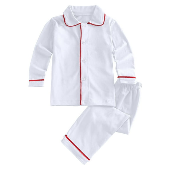 Kids Velvet Pajamas Toddler Button-Down Solid Long-Sleeve T-Shirt Top   Pants 2PCS Outfits Clothes