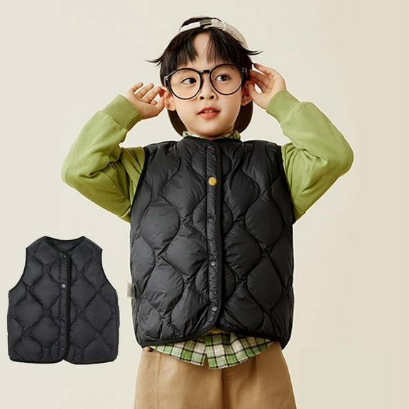 Kids Vest Black Cute Jacket Sleeveless Sleeveless Windproof Down Jacket Lightweight Warm Down Coat Kids Winter Jacket 4T