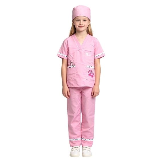 Vet Dress-Up Set Nurse Doctor Role Play Outfit with Stethoscope Accessories Halloween Party 5-10Y