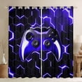thumbnail image 1 of Video Games Gamer Curtains & Drapes Deep Blue and Black Gaming Curtains for Living Room, 3D Gaming Controller 30%-50% Blackout Curtains Geometric Honeycomb Window Treatments 38''Wx45''L, 1 of 5