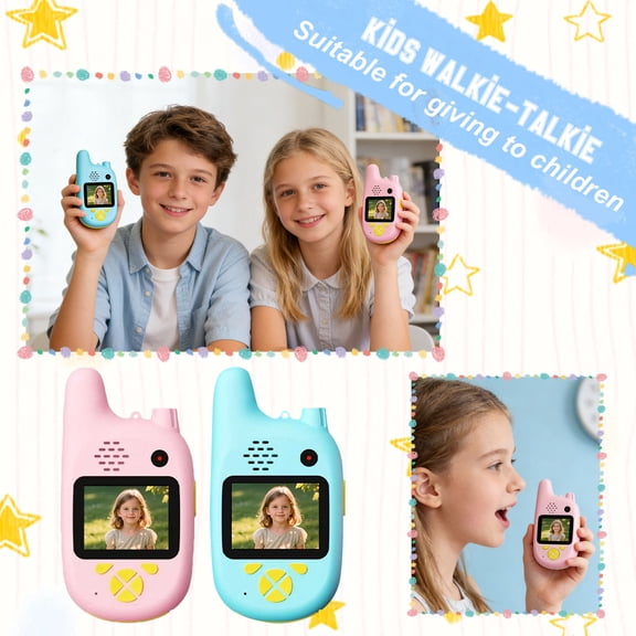 Kids Video Walkie-Talkie 2-Pack, Interactive Radio With Front & Rear Cameras, Wireless Video Communication For Outdoor Adventures, Cardless Drop-Proof Walkie Talkies For Boys