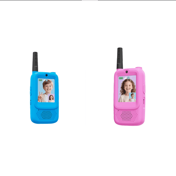 Kids Video Walkie-Talkie 2-Piece Set With 2 Lanyards 2 Charging Cables 1 User Manual, Lightweight Portable Design Hd Video Screen Rechargeable Battery Two-Way