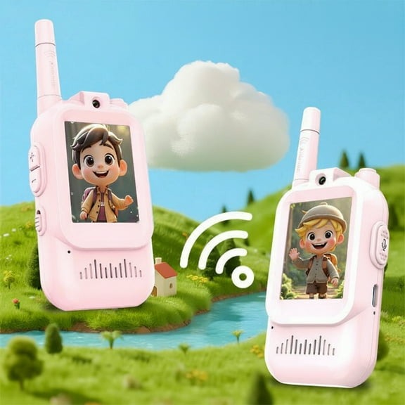 Kids Video Walkie Talkie with Camera, Cartoon Design HD Two-Way Communication Toy