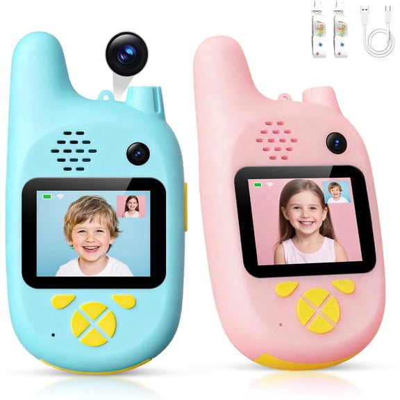 Kids Video Walkie Talkies with Front & Rear Cameras, Real-Time Video Call, Voice Chat, Photo & Emoji Messaging, Dual Camera Switch, Fun Interactive Walkie Talkies for Boys & Girls Ages 312