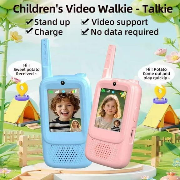 Kids Video Walkie Talkies Toys- 2 Pack, Long Range, No internet connection required, with Camera, Ideal for 3 - 12 Year Olds, Perfect for Outdoor Play & Indoor Fun,Holiday Gifts For Children, 2PCS