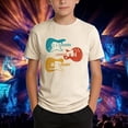 thumbnail image 1 of Kids Vintage Retro Guitar Print T-Shirt Round Neck Short Sleeve Tops (Beige 7-8 Years), 1 of 3