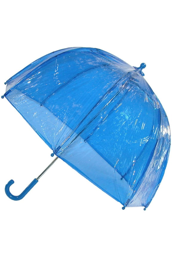 Kids Vinyl Pinch-Proof Clear Bubble Umbrella, Blue