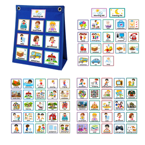 Kids Visual Schedule , 2 in 1 Autism Daily Chore Routine Chart With 70 Cards, Autism Learning Material for Home School Kids Visual Behavioral Tool Wall Planner for Home School
