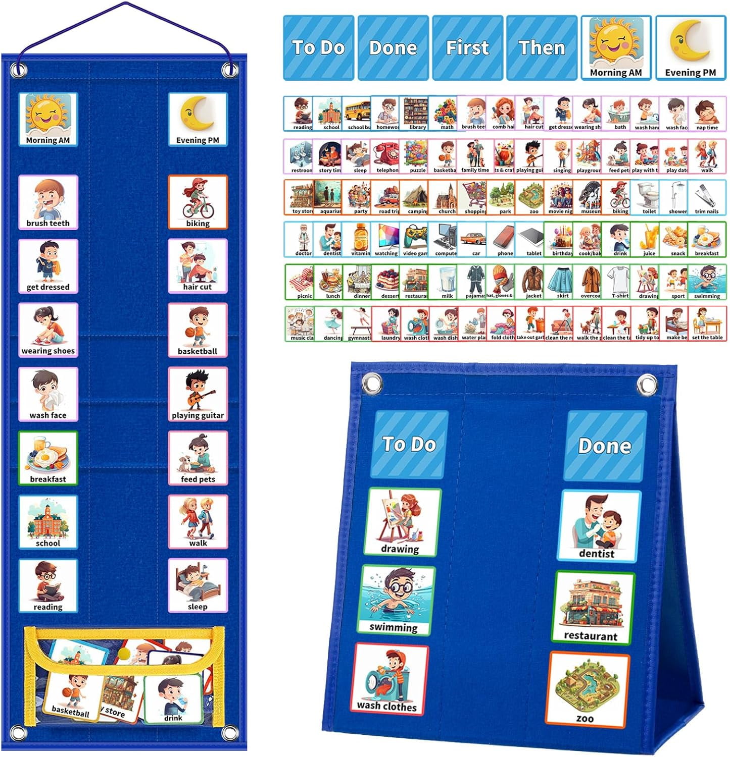 Kids Visual Schedule Calendar Chart, Double Side Autism Daily Chore ...
