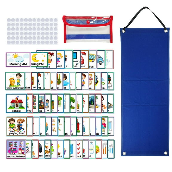 Kids Visual Schedule Calendar Routine Cards with 72Pcs Dots 70Pcs Visual Schedule Cards Learning Materials Visual Planner for