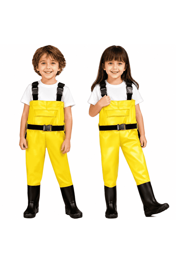 Kids Chest Waders with Boots, Waterproof Youth Fishing Waders Adjustable Suspender Overalls for Boys Girls Beach Mud Playing Gardening