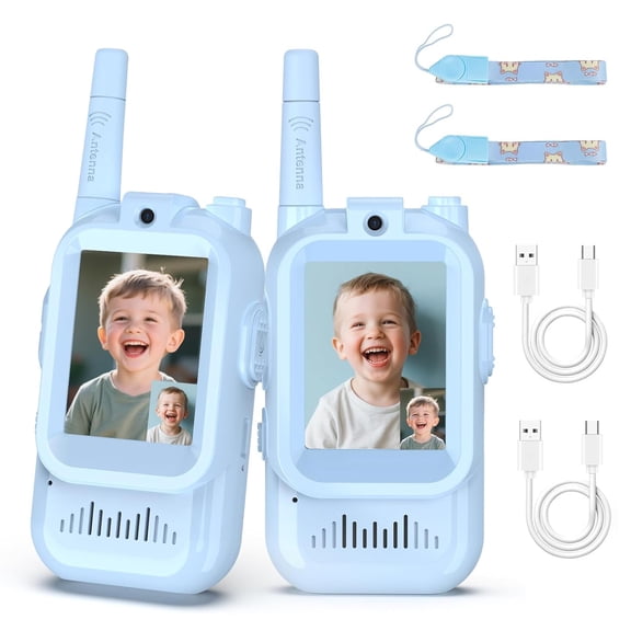 Video Walkie Talkies for Kids Kids Walkie Talkies 2 Pack with Voice Changer, 1000 Feet Range, Fun Toys for Indoor Play, Camping, Hiking, Travel Birthday for Boys and Girls Ages 3-10