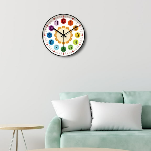 Kids Wall Clock, Clock Wall Art Clock, Silent Hanging Children Clock, Time Teaching Clock, for Kitchen Study Room Dining Room Decor 10inch