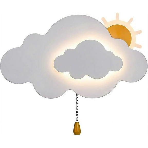 Kids Wall Light with Switch, Cloud Shape Bedroom Wall Lights Indoor Sconce for Girl Boy Bedroom,White